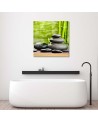 Wall Art painting for living room Black stones and green zen | FEEBY
