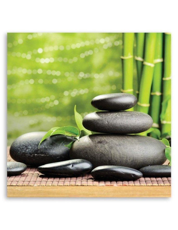 Wall Art painting for living room Black stones and green zen | FEEBY