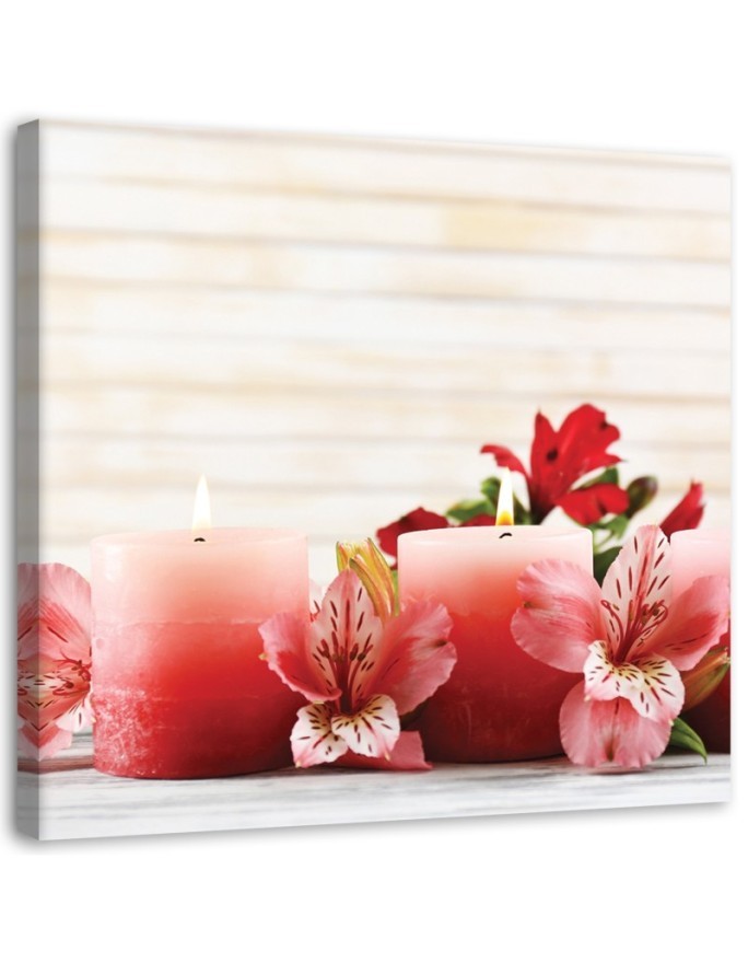 Wall art decoration Pink candles and flowers | FEEBY
