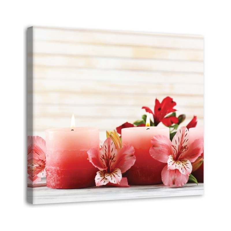 Wall art decoration Pink candles and flowers | FEEBY