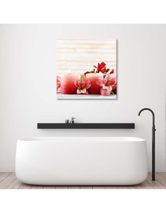 Wall art decoration Pink candles and flowers | FEEBY