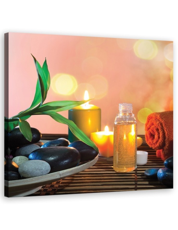 Wall art Canvas Zen spa candles bamboo | FEEBY