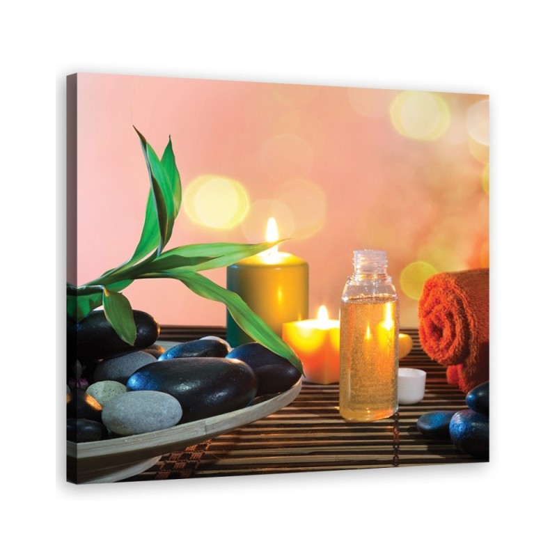 Wall art Canvas Zen spa candles bamboo | FEEBY