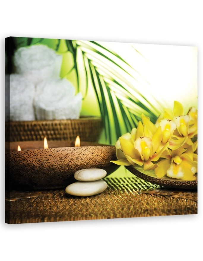 Wall art decor Canvas Zen spa candles bamboo | FEEBY