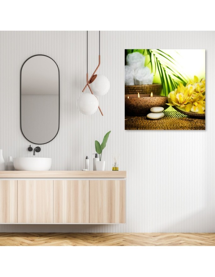 Wall art decor Canvas Zen spa candles bamboo | FEEBY