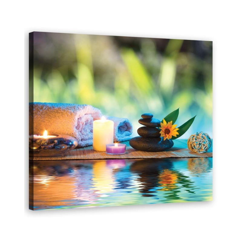 Wall art painting Zen spa candles bamboo | FEEBY