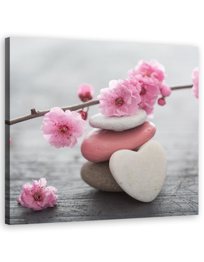 Bathroom wal art decoration Zen cherry blossom heart stone | FEEBY