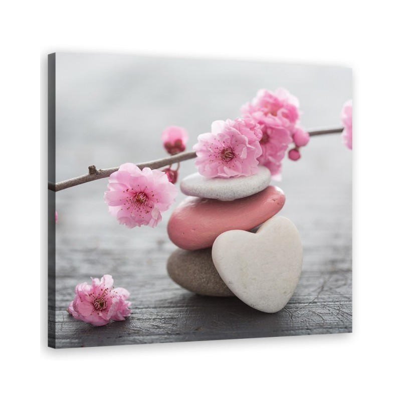 Bathroom wal art decoration Zen cherry blossom heart stone | FEEBY