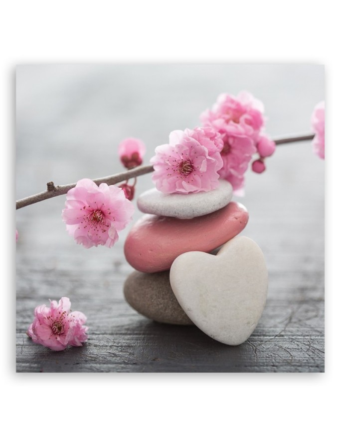 Bathroom wal art decoration Zen cherry blossom heart stone | FEEBY