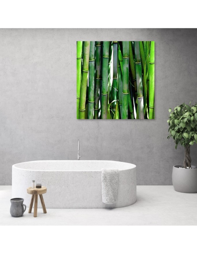 Green bamboo bathroom Canvas art prints | FEEBY