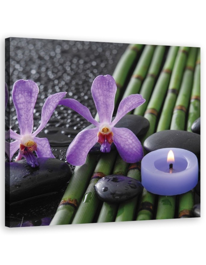 Modern wall art decoration Bamboo flowers Zen spa candle | FEEBY