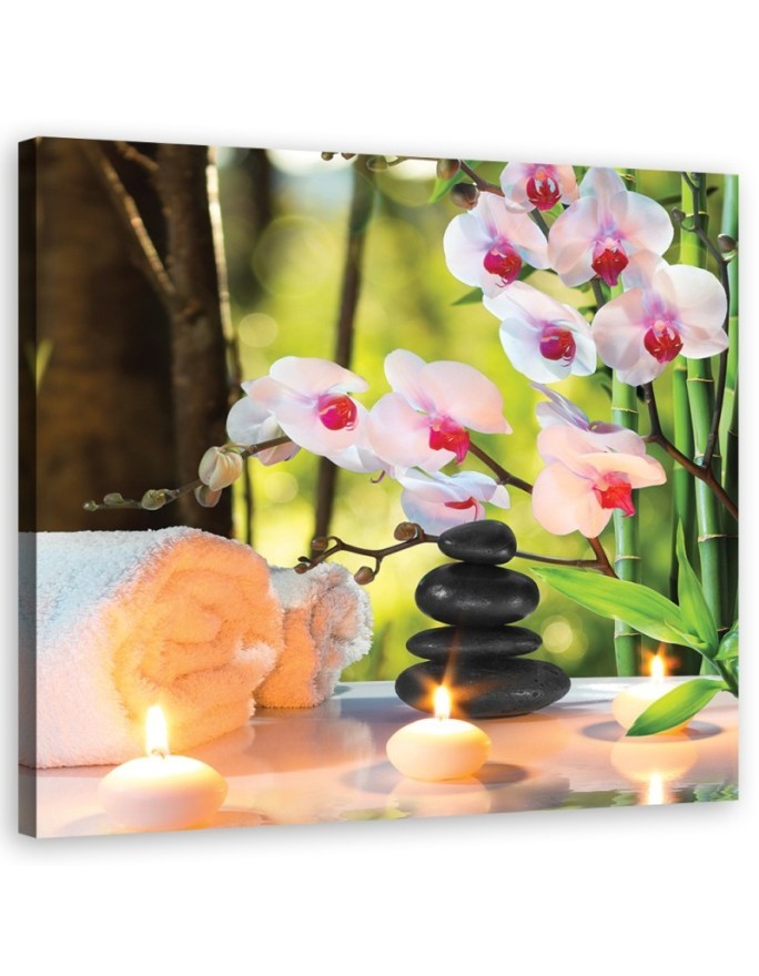 Modern wall art decoration Spa candles and orchid flowers | FEEBY