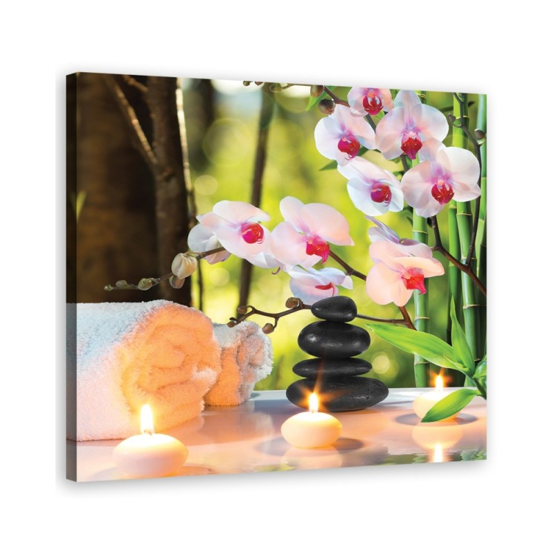 Modern wall art decoration Spa candles and orchid flowers | FEEBY