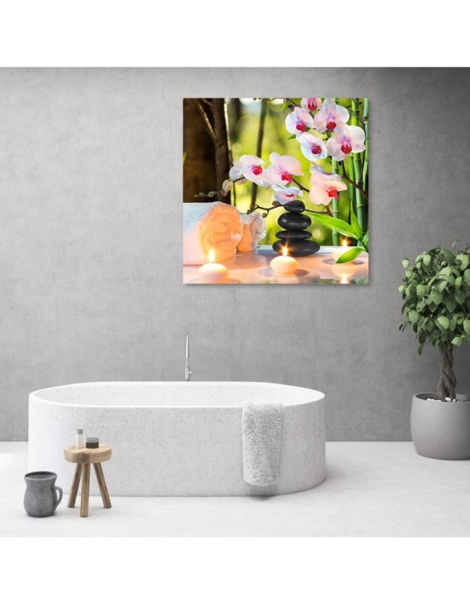Modern wall art decoration Spa candles and orchid flowers | FEEBY