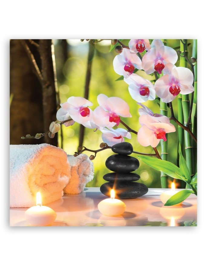 Modern wall art decoration Spa candles and orchid flowers | FEEBY