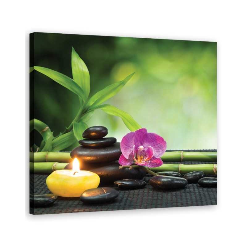 Zen wall art decor Composition with candle and flowers | FEEBY