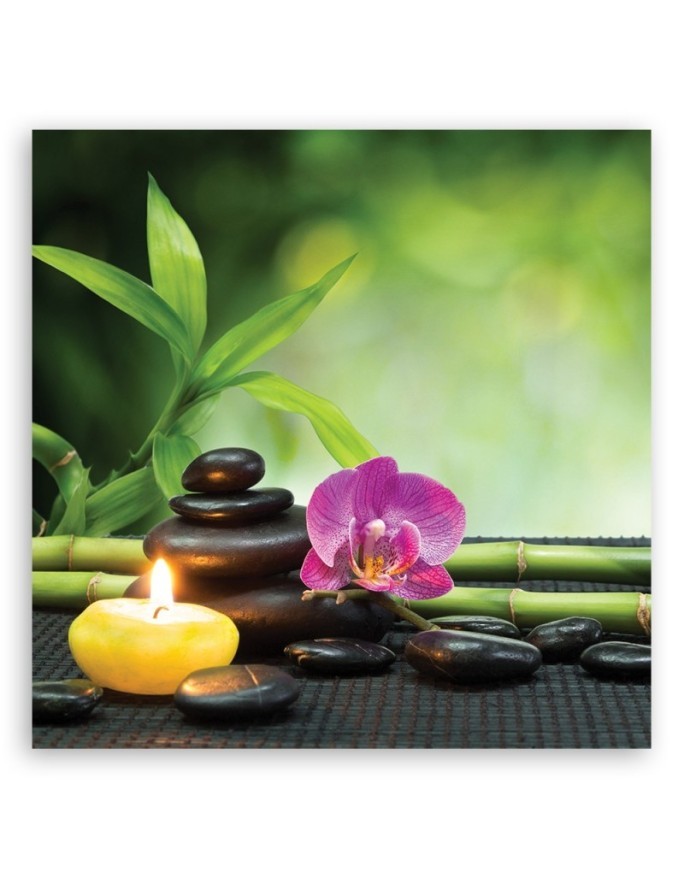 Zen wall art decor Composition with candle and flowers | FEEBY