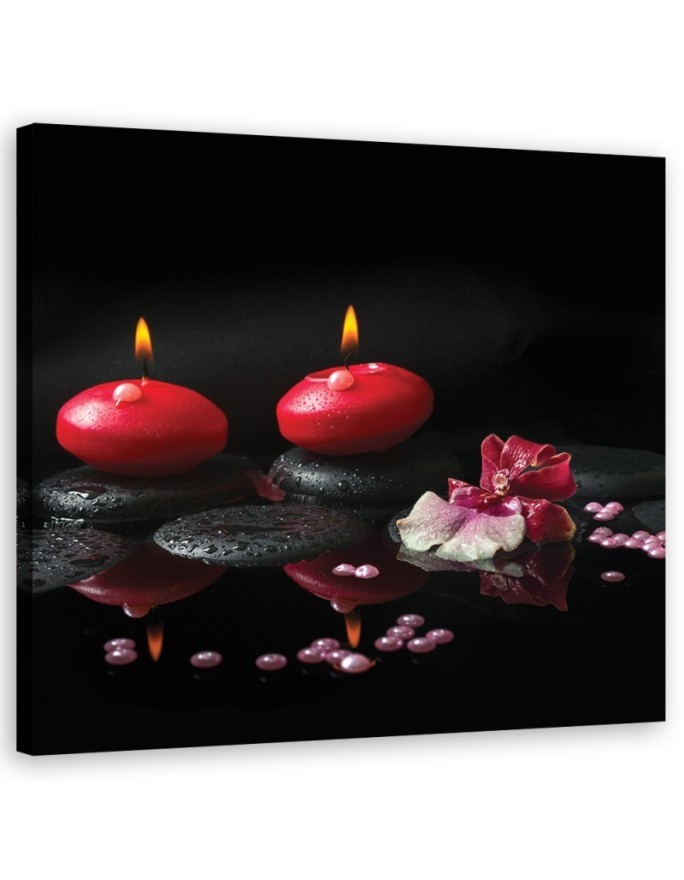 Red candles Zen stones - Wall art painting for spa | FEEBY