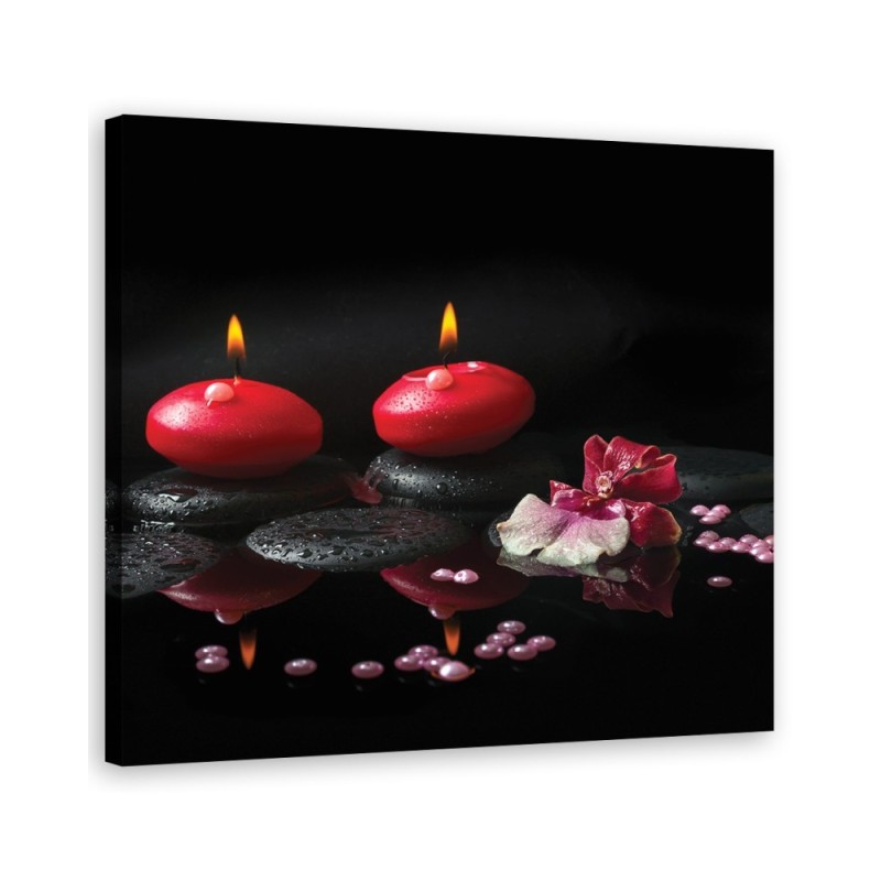 Red candles Zen stones - Wall art painting for spa | FEEBY