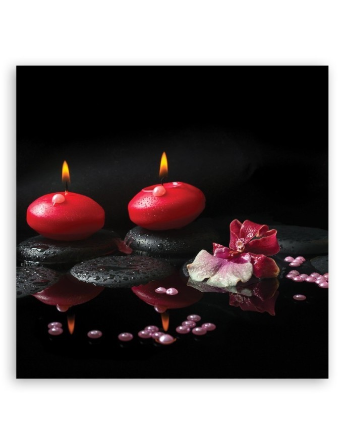 Red candles Zen stones - Wall art painting for spa | FEEBY