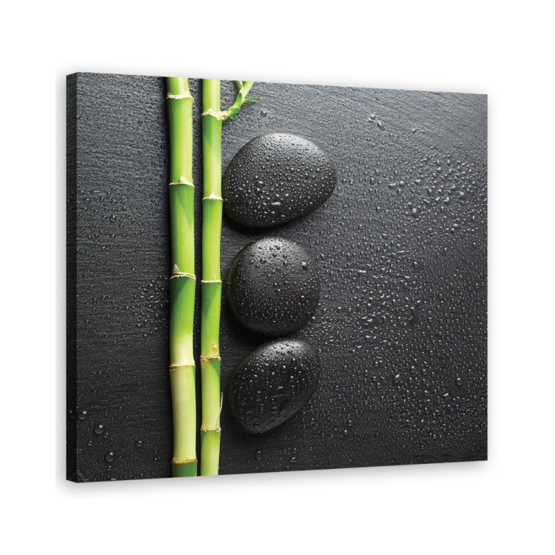 Bamboo and zen stones - Canvas painting for bathroom | FEEBY