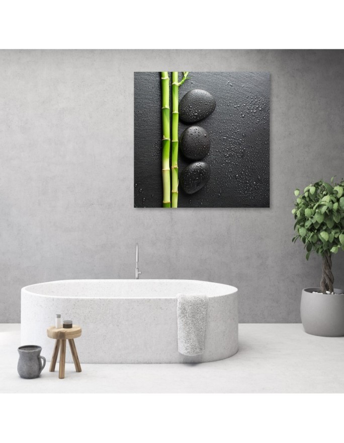 Bamboo and zen stones - Canvas painting for bathroom | FEEBY