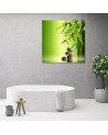 Zen stones and bamboo on green background - Canvas prints for spa | FEEBY