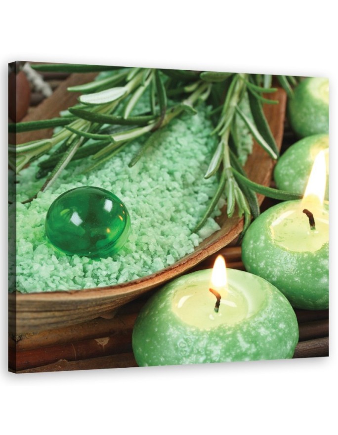 Turquoise spa candles - Picture on Canvas for the bathroom | FEEBY