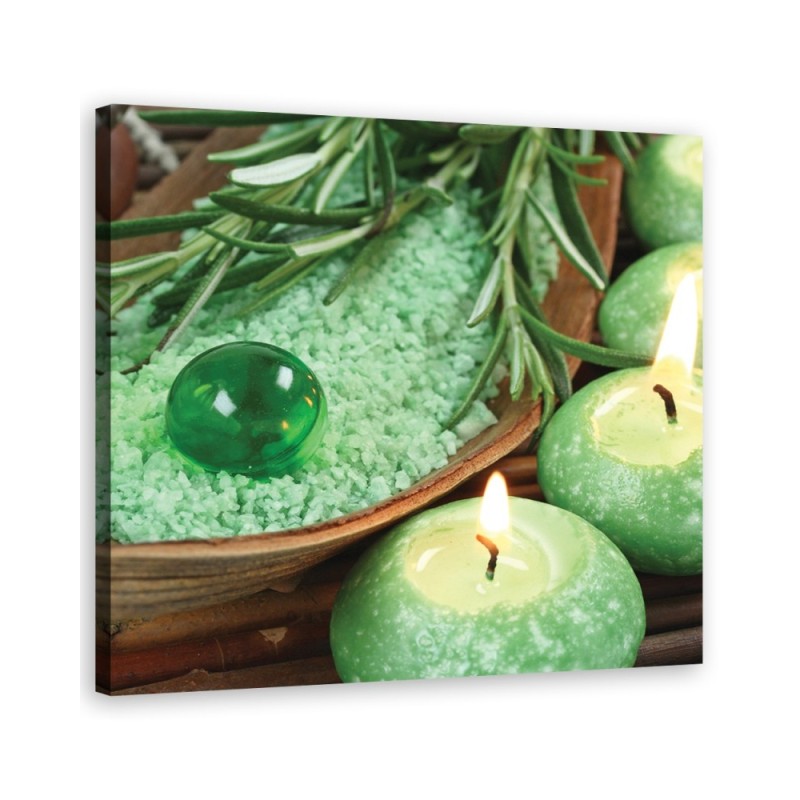 Turquoise spa candles - Picture on Canvas for the bathroom | FEEBY