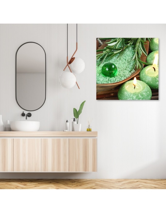 Turquoise spa candles - Picture on Canvas for the bathroom | FEEBY
