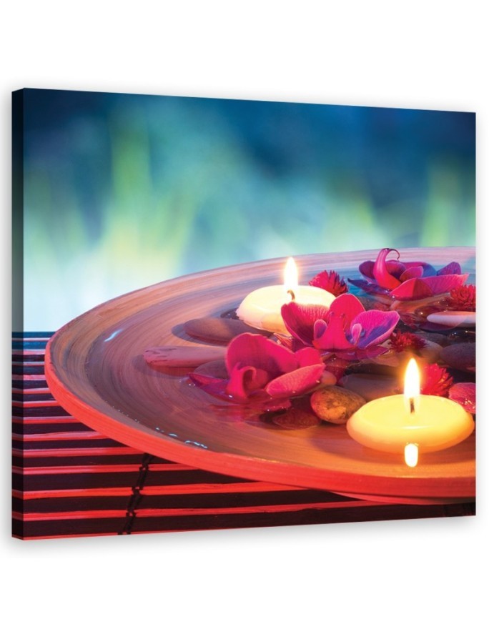 Bathroom Canvas prints decoration - Floating flowers and zen stones | FEEBY