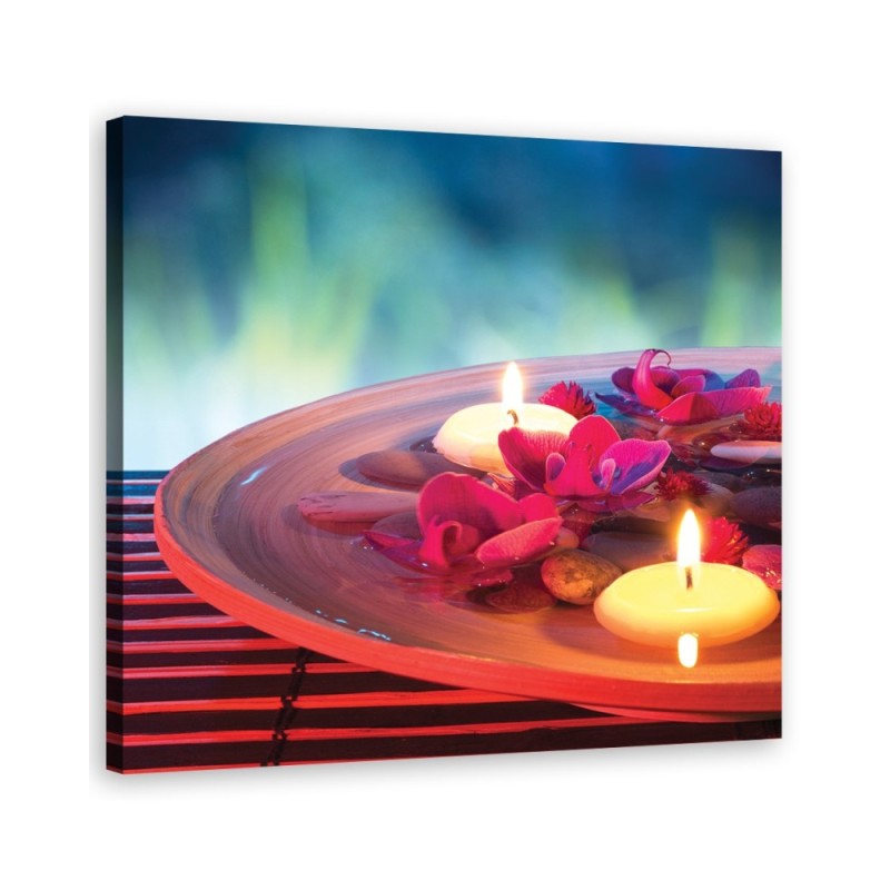 Bathroom Canvas prints decoration - Floating flowers and zen stones | FEEBY