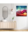 Bathroom Canvas prints decoration - Floating flowers and zen stones | FEEBY
