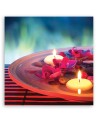 Bathroom Canvas prints decoration - Floating flowers and zen stones | FEEBY
