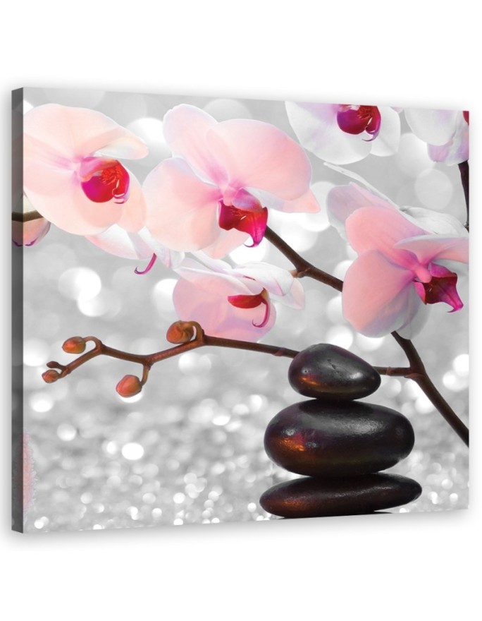 Canvas prints for bathroom - Zen stones and orchid branch | FEEBY