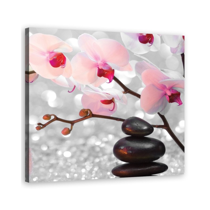 Canvas prints for bathroom - Zen stones and orchid branch | FEEBY