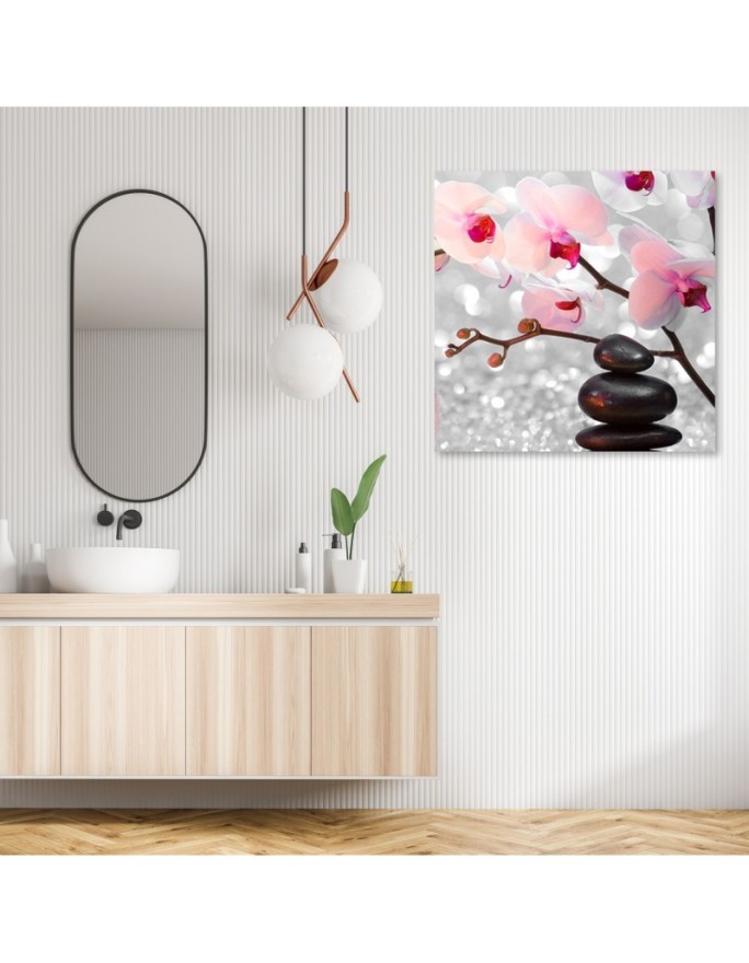 Canvas prints for bathroom - Zen stones and orchid branch | FEEBY