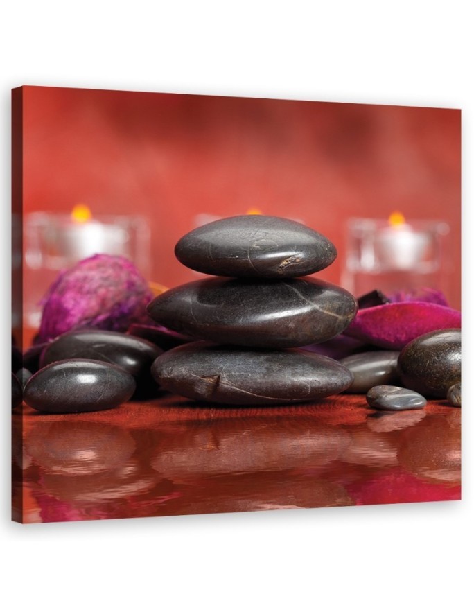 Bathroom wall art painting - Zen stones on a red background | FEEBY