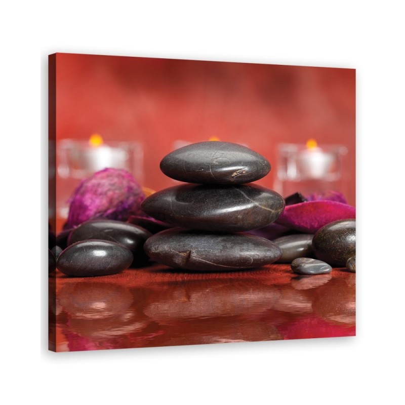 Bathroom wall art painting - Zen stones on a red background | FEEBY