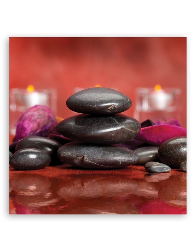 Bathroom wall art painting - Zen stones on a red background | FEEBY