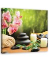 Wall Canvas painting for bathroom - Orchid candles and zen stones | FEEBY