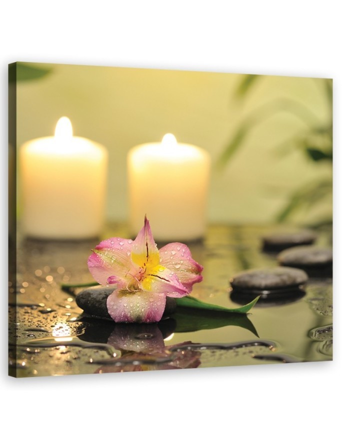 Modern canvas painting - Zen candles and orchid | FEEBY