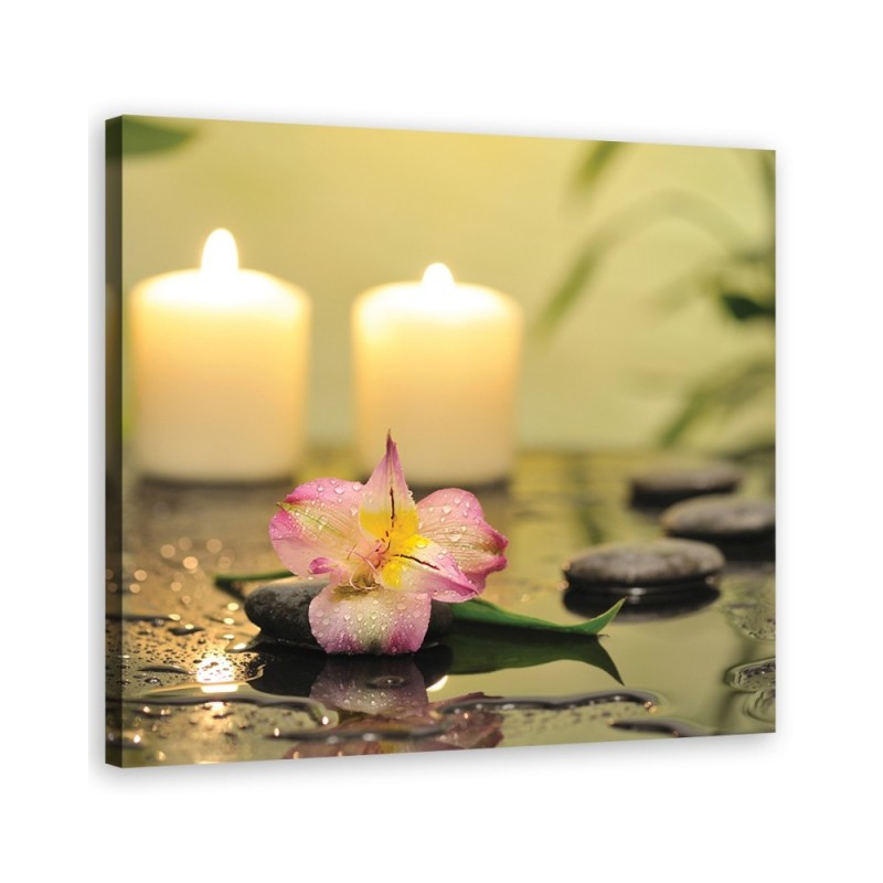 Modern canvas painting - Zen candles and orchid | FEEBY