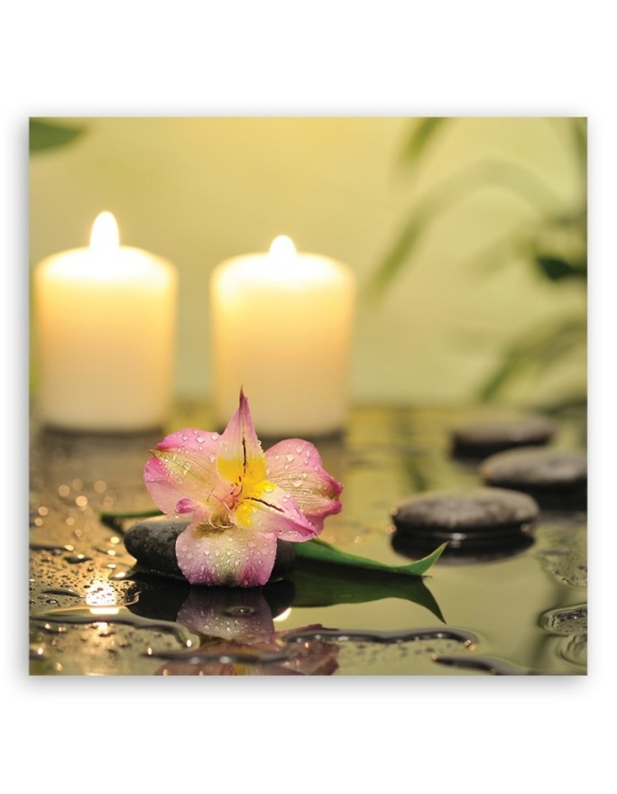 Modern canvas painting - Zen candles and orchid | FEEBY