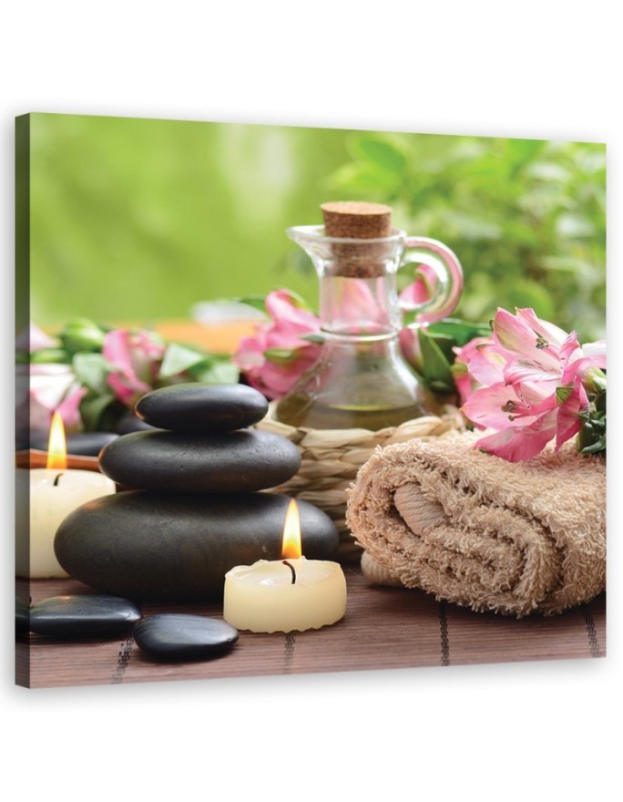 Modern Canvas painting for spa - Towel Candles Stones | FEEBY