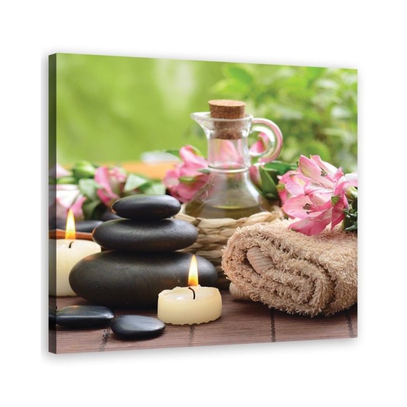 Modern Canvas painting for spa - Towel Candles Stones | FEEBY