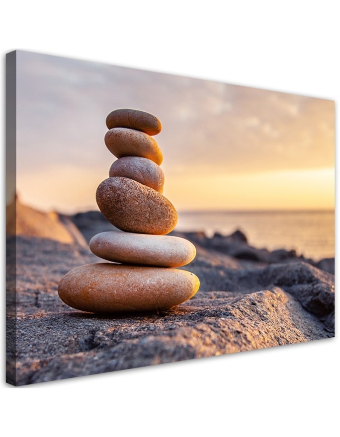 Canvas prints for the bathroom - Stones on a zen beach | FEEBY