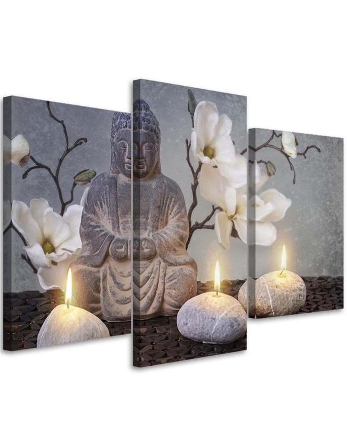 3 piece Canvas print for the office - Buddha and candles | FEEBY