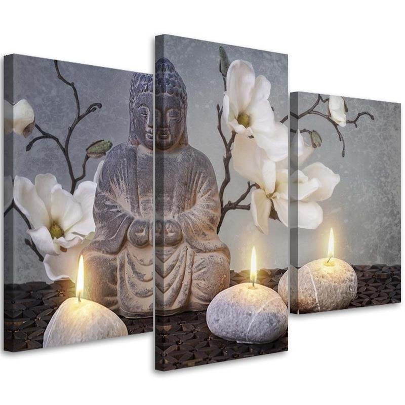 3 piece Canvas print for the office - Buddha and candles | FEEBY