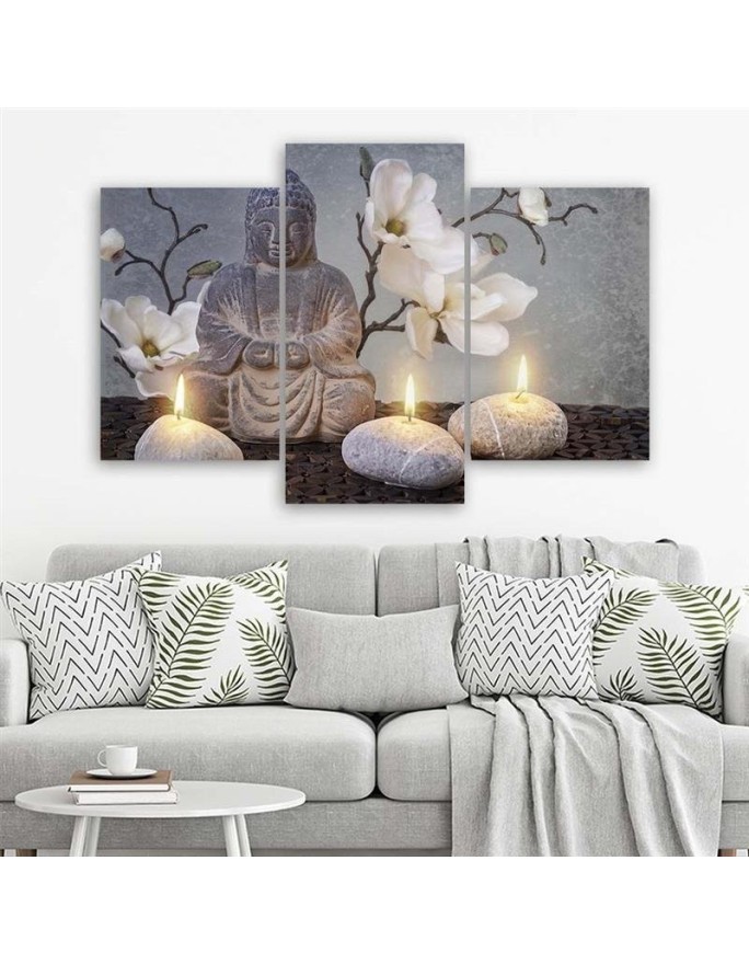 3 piece Canvas print for the office - Buddha and candles | FEEBY